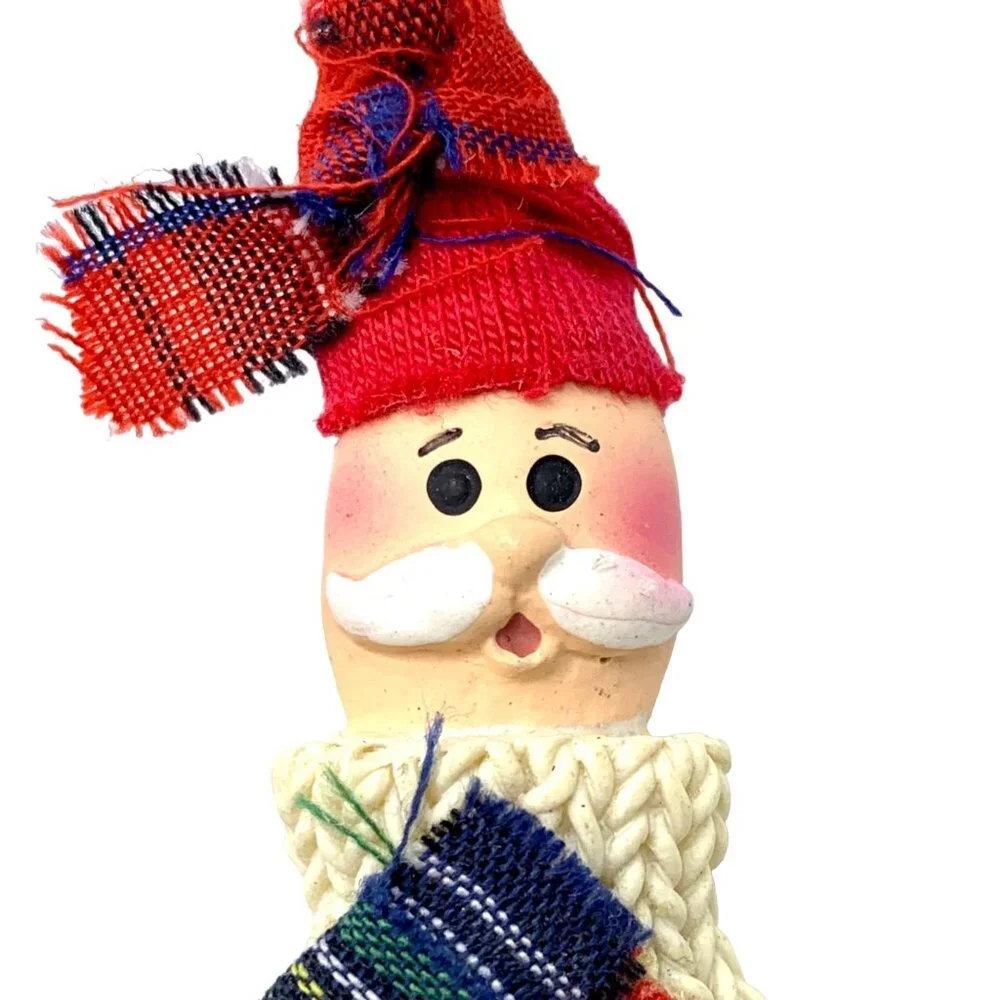Santa Handmade Mitten Hand Brooch Pin “For You” Christmas Folk Art Mustache